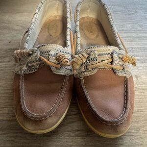 Sperry Top Sider Boat Shoes Womens 8 Firefish Raffia Brown Leather STS95284